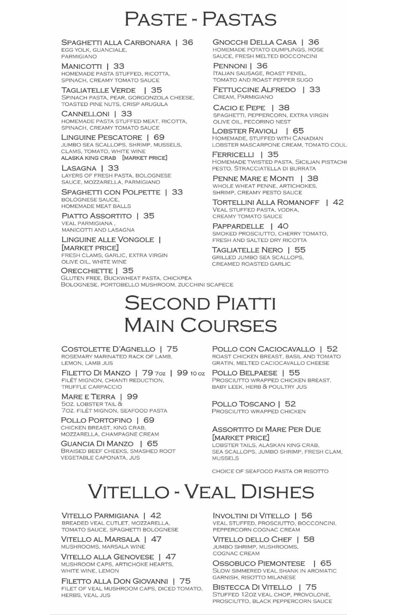 Menu prices online